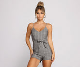 Playful Plaid Tie Waist Romper
