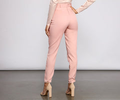 High Rise Tie Waist Tapered Pants