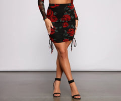 Sweet Rose Ruched Mini Skirt