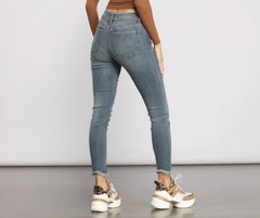 Clara High Rise Destructed Fringe Skinny Jeans